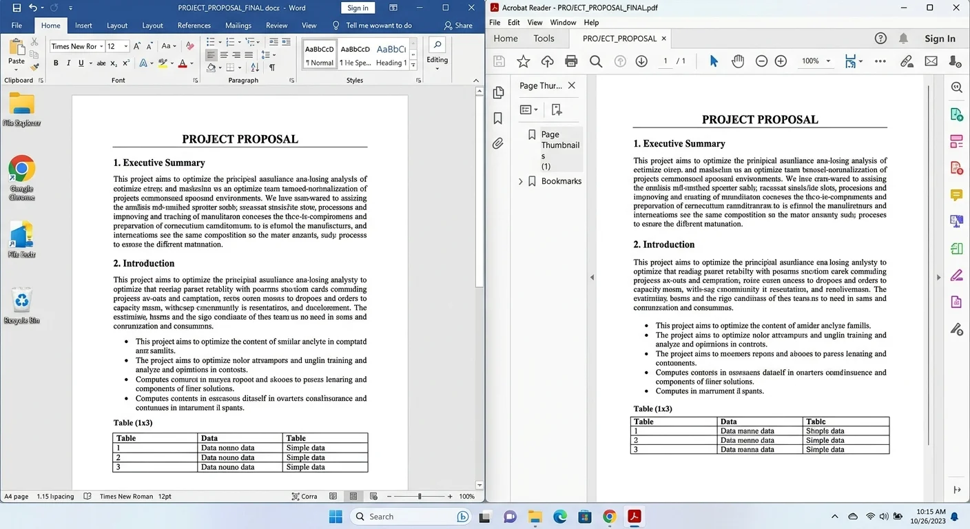 Verifying batch PDF conversion output against original Word document
